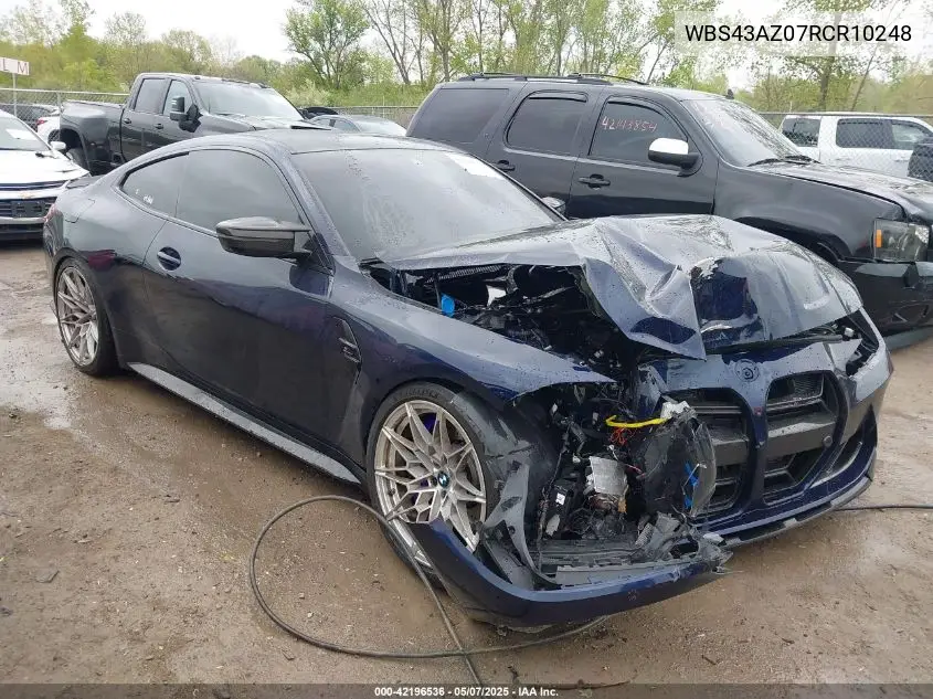 2024 BMW M4 Competition xDrive VIN: WBS43AZ07RCR10248 Lot: 42196536