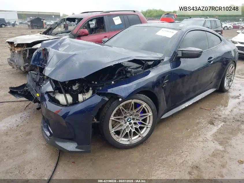 2024 BMW M4 Competition xDrive VIN: WBS43AZ07RCR10248 Lot: 42196536