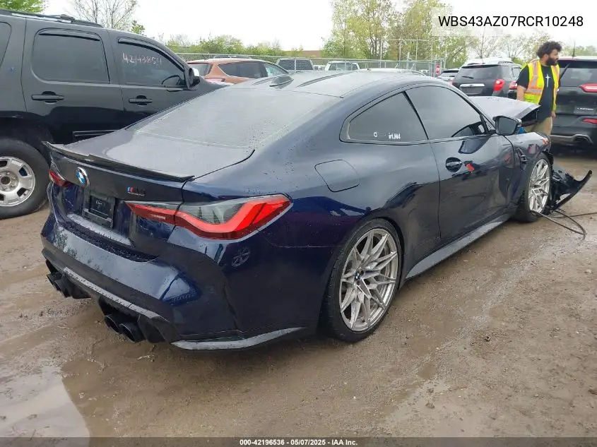 2024 BMW M4 Competition xDrive VIN: WBS43AZ07RCR10248 Lot: 42196536