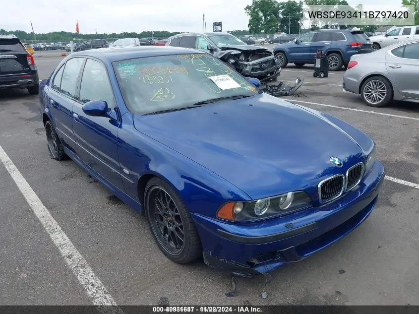 2001 BMW M5 VIN: WBSDE93411BZ97420 Lot: 40931687