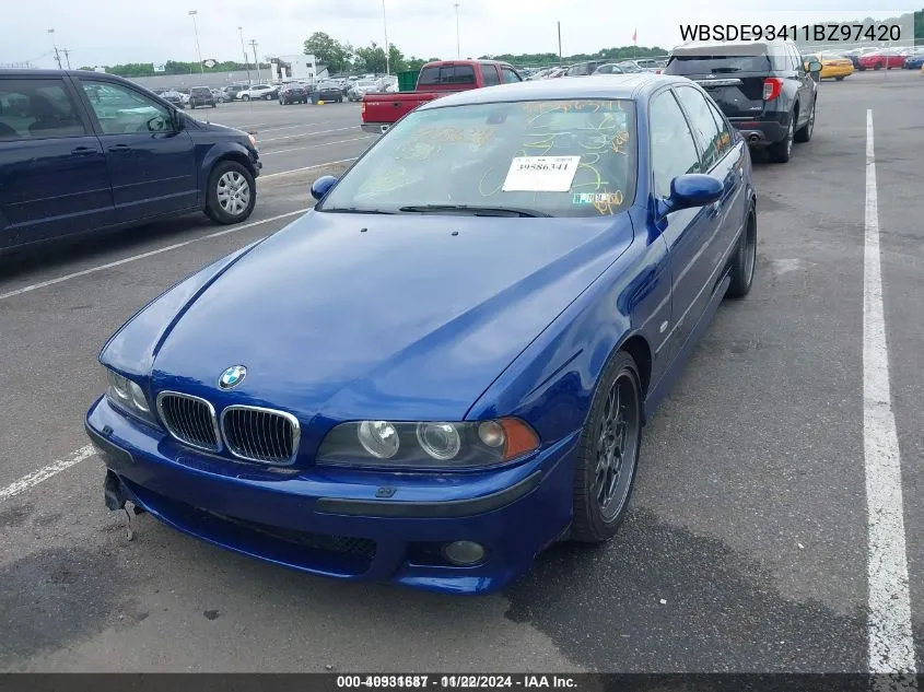 2001 BMW M5 VIN: WBSDE93411BZ97420 Lot: 40931687