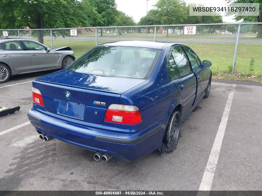 2001 BMW M5 VIN: WBSDE93411BZ97420 Lot: 40931687