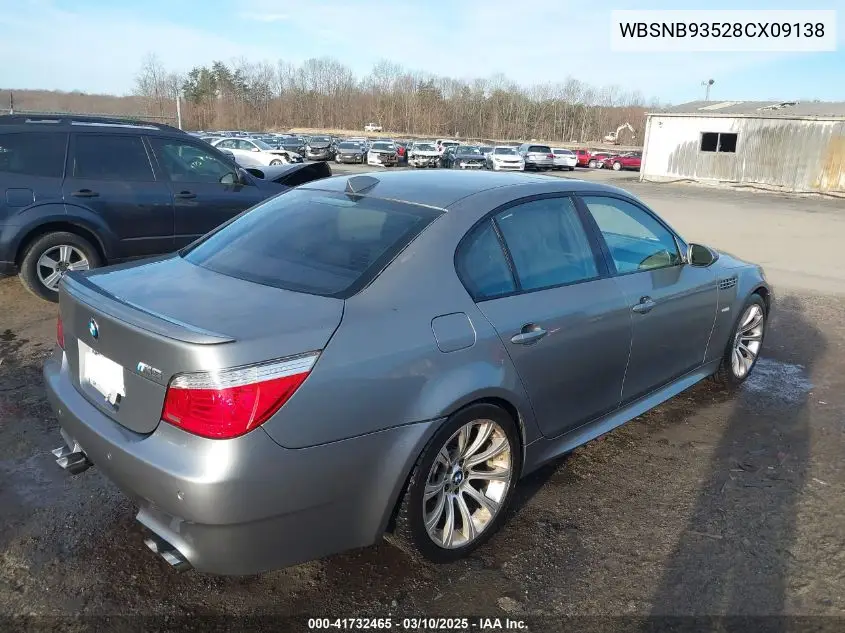 2008 BMW M5 VIN: WBSNB93528CX09138 Lot: 41732465