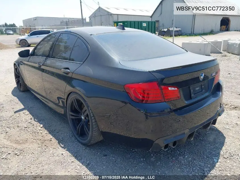 2012 BMW M5 VIN: WBSFV9C51CC772350 Lot: 12350209