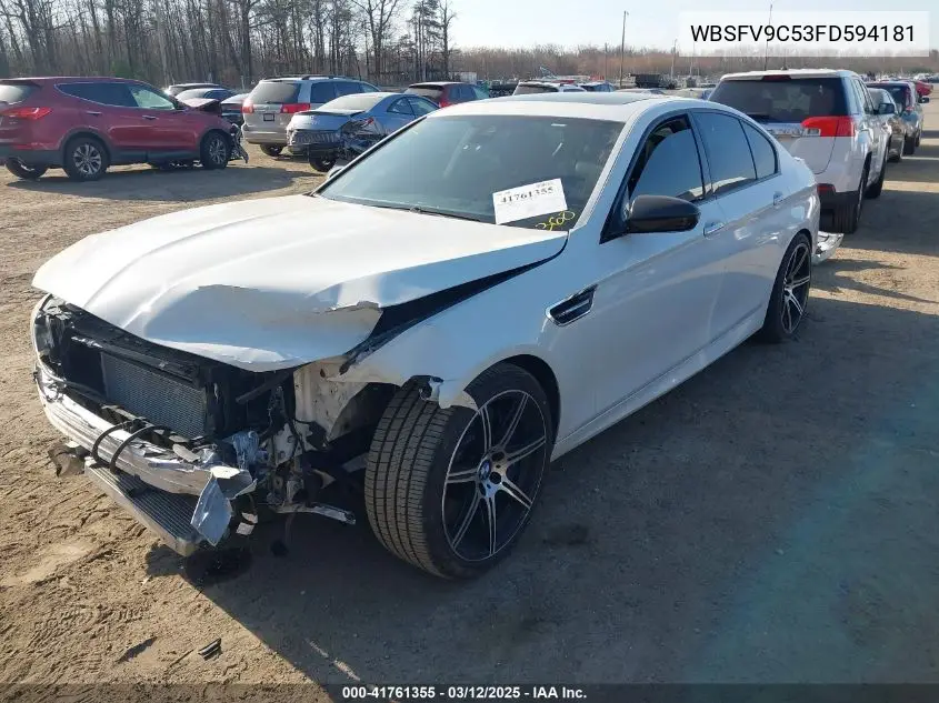2015 BMW M5 VIN: WBSFV9C53FD594181 Lot: 41761355
