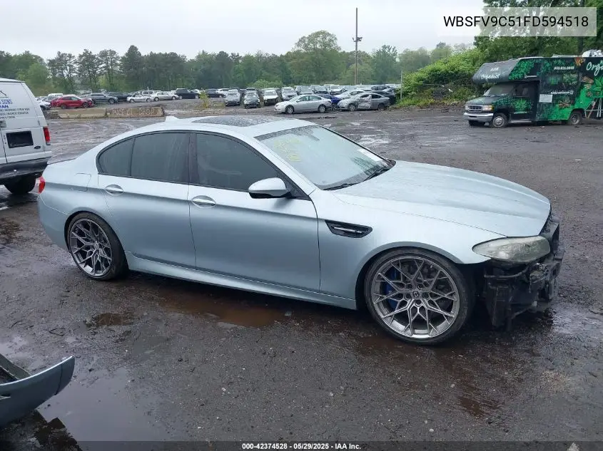 2015 BMW M5 VIN: WBSFV9C51FD594518 Lot: 42374528