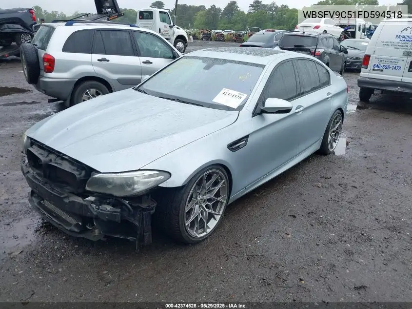 2015 BMW M5 VIN: WBSFV9C51FD594518 Lot: 42374528