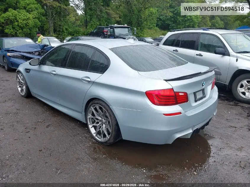 2015 BMW M5 VIN: WBSFV9C51FD594518 Lot: 42374528