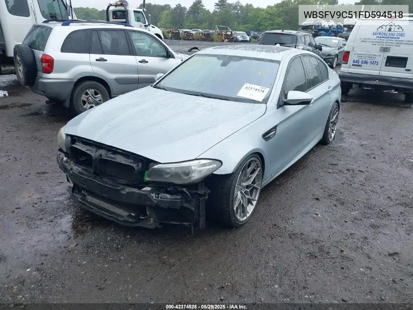 2015 BMW M5 VIN: WBSFV9C51FD594518 Lot: 42374528