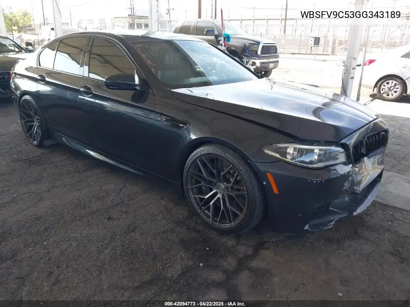 2016 BMW M5 VIN: WBSFV9C53GG343189 Lot: 42094773