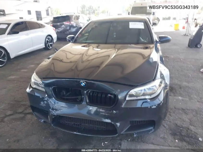 2016 BMW M5 VIN: WBSFV9C53GG343189 Lot: 42094773