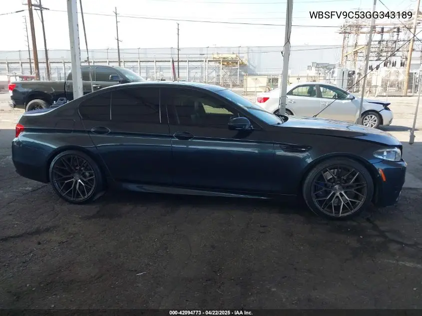2016 BMW M5 VIN: WBSFV9C53GG343189 Lot: 42094773