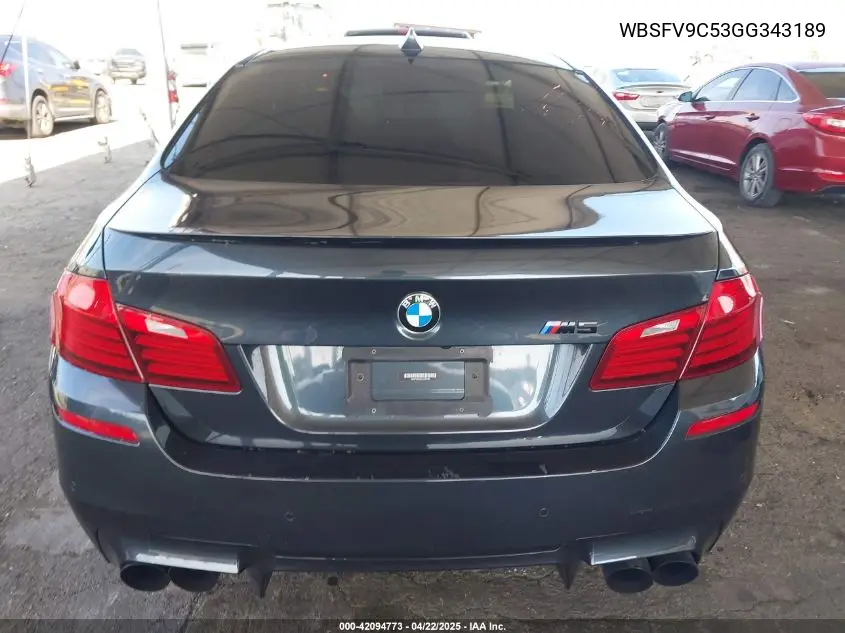 2016 BMW M5 VIN: WBSFV9C53GG343189 Lot: 42094773