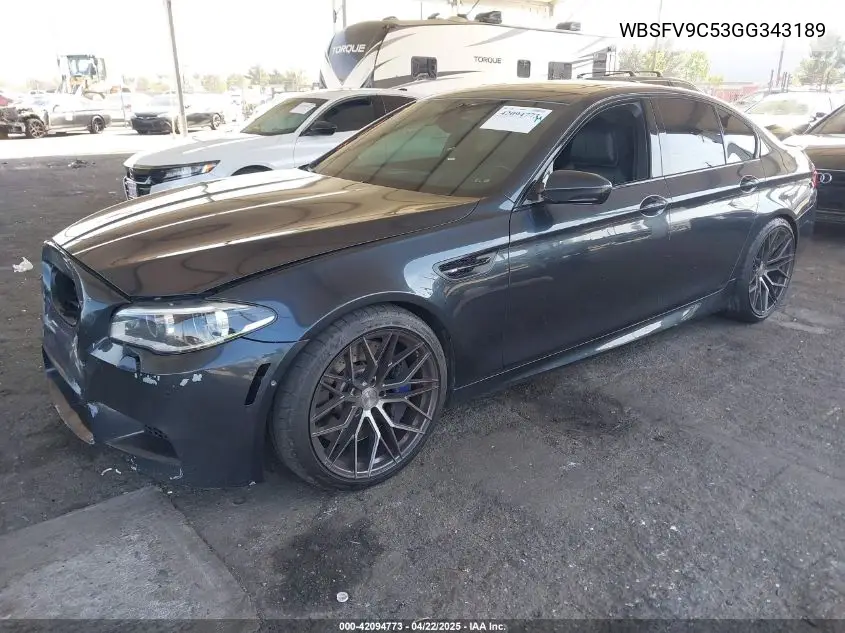 2016 BMW M5 VIN: WBSFV9C53GG343189 Lot: 42094773