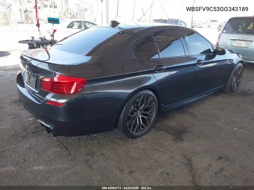 2016 BMW M5 VIN: WBSFV9C53GG343189 Lot: 42094773
