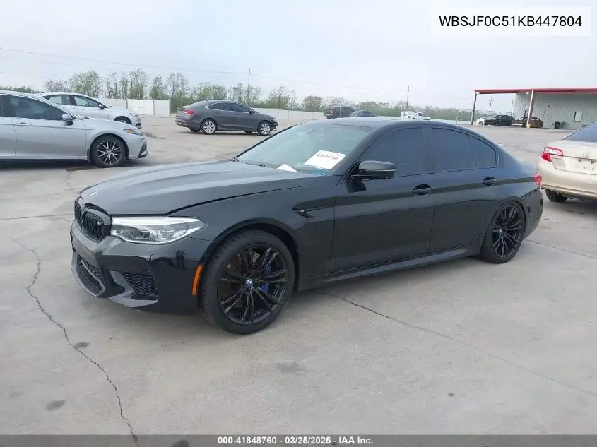 2019 BMW M5 Competition VIN: WBSJF0C51KB447804 Lot: 41848760