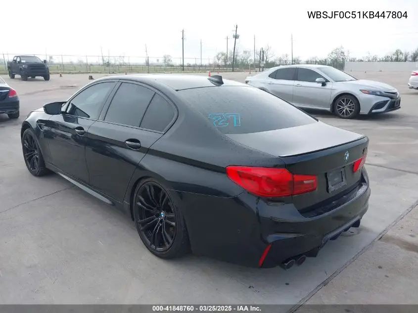 2019 BMW M5 Competition VIN: WBSJF0C51KB447804 Lot: 41848760