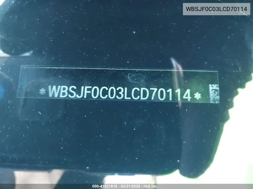 2020 BMW M5 VIN: WBSJF0C03LCD70114 Lot: 41821818