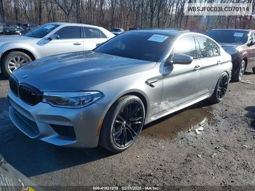 2020 BMW M5 VIN: WBSJF0C03LCD70114 Lot: 41821818