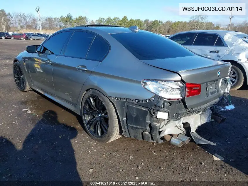 2020 BMW M5 VIN: WBSJF0C03LCD70114 Lot: 41821818