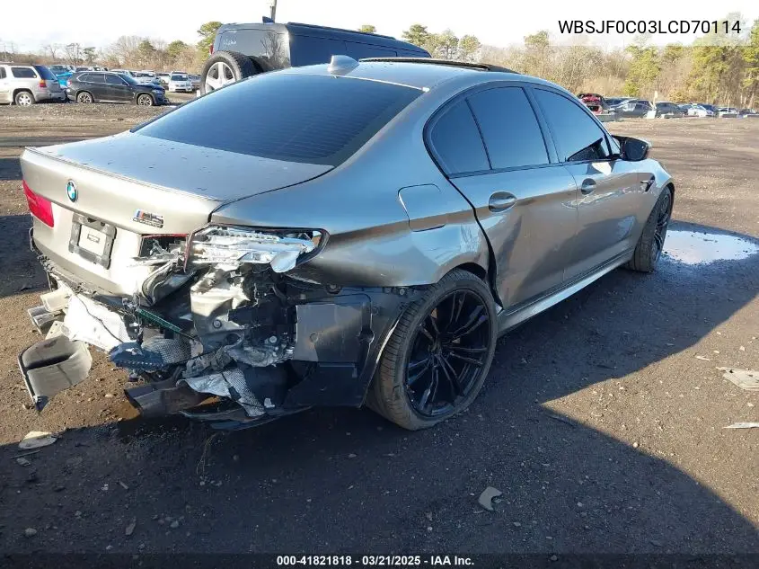 2020 BMW M5 VIN: WBSJF0C03LCD70114 Lot: 41821818