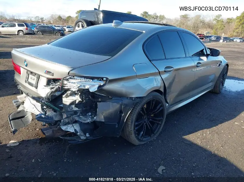 2020 BMW M5 VIN: WBSJF0C03LCD70114 Lot: 41821818