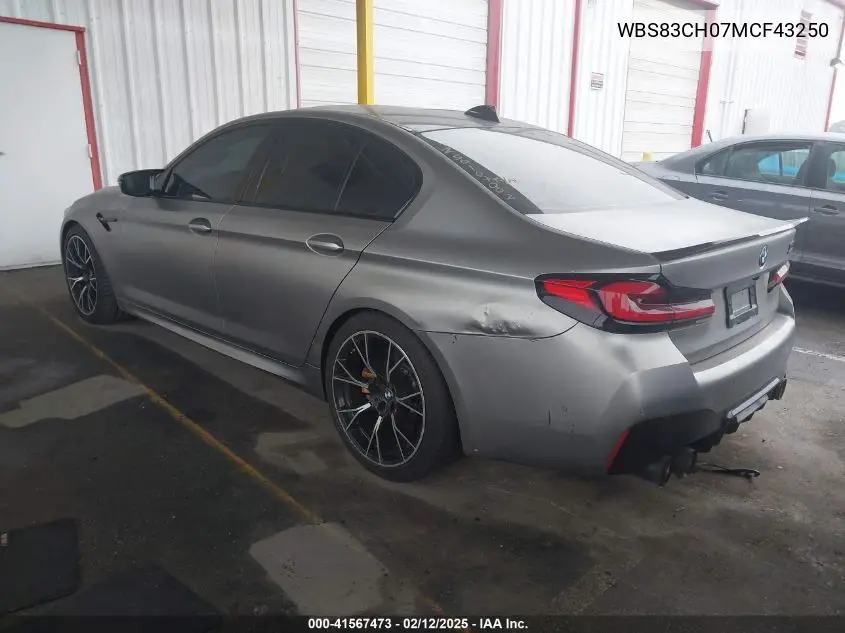 2021 BMW M5 VIN: WBS83CH07MCF43250 Lot: 41567473