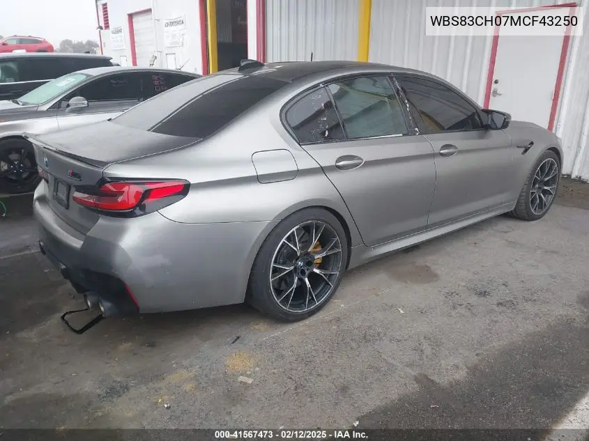2021 BMW M5 VIN: WBS83CH07MCF43250 Lot: 41567473