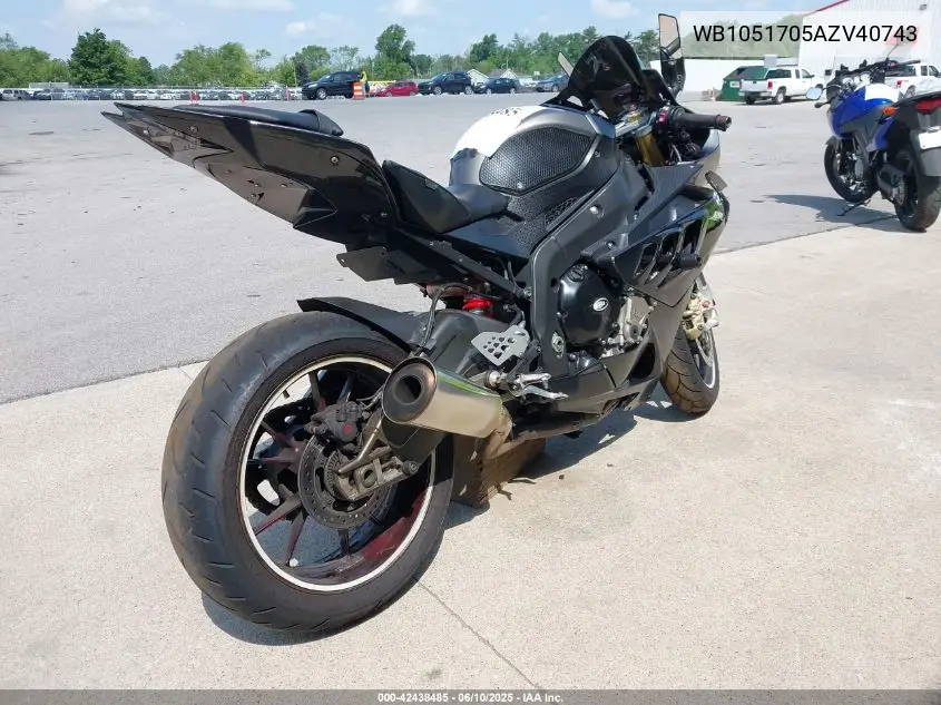 2010 BMW S 1000 Rr VIN: WB1051705AZV40743 Lot: 42438485