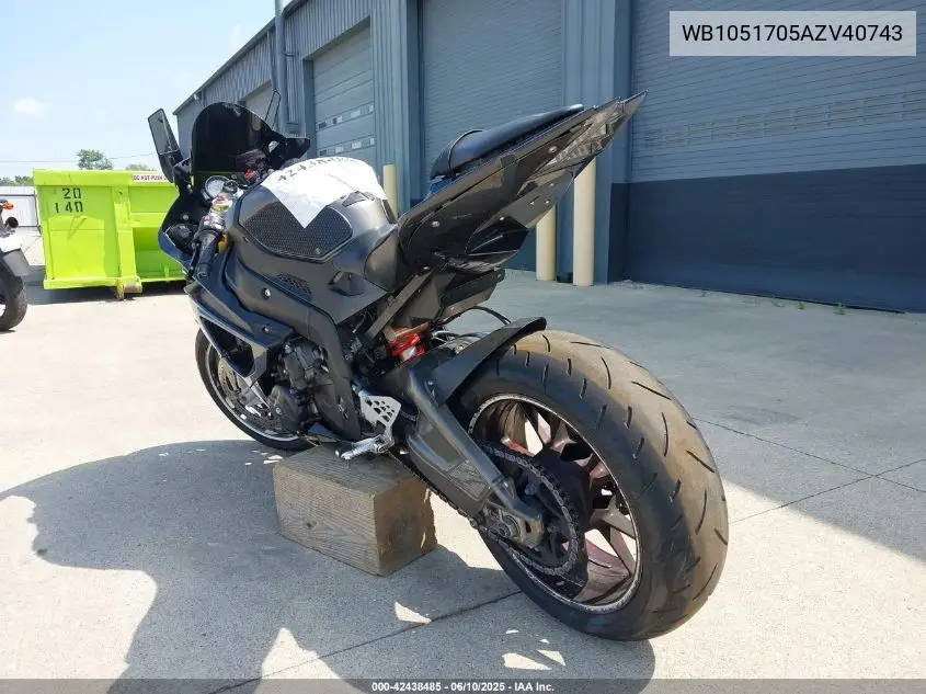 2010 BMW S 1000 Rr VIN: WB1051705AZV40743 Lot: 42438485