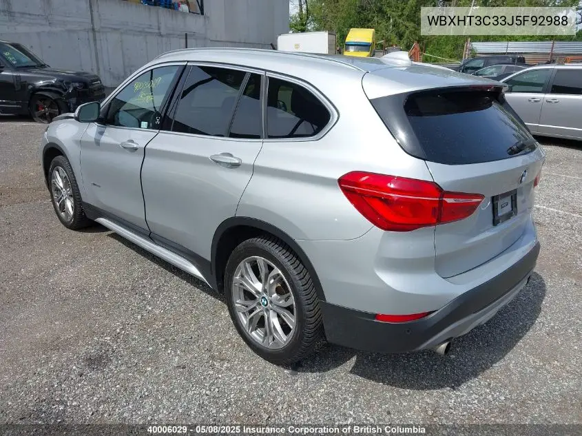2018 BMW X1 VIN: WBXHT3C33J5F92988 Lot: 40006029