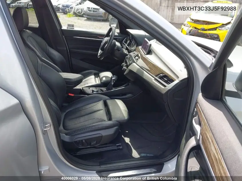 2018 BMW X1 VIN: WBXHT3C33J5F92988 Lot: 40006029