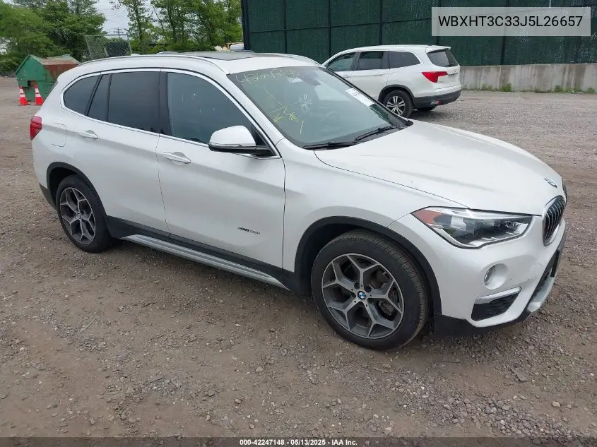 2018 BMW X1 xDrive28I VIN: WBXHT3C33J5L26657 Lot: 42247148