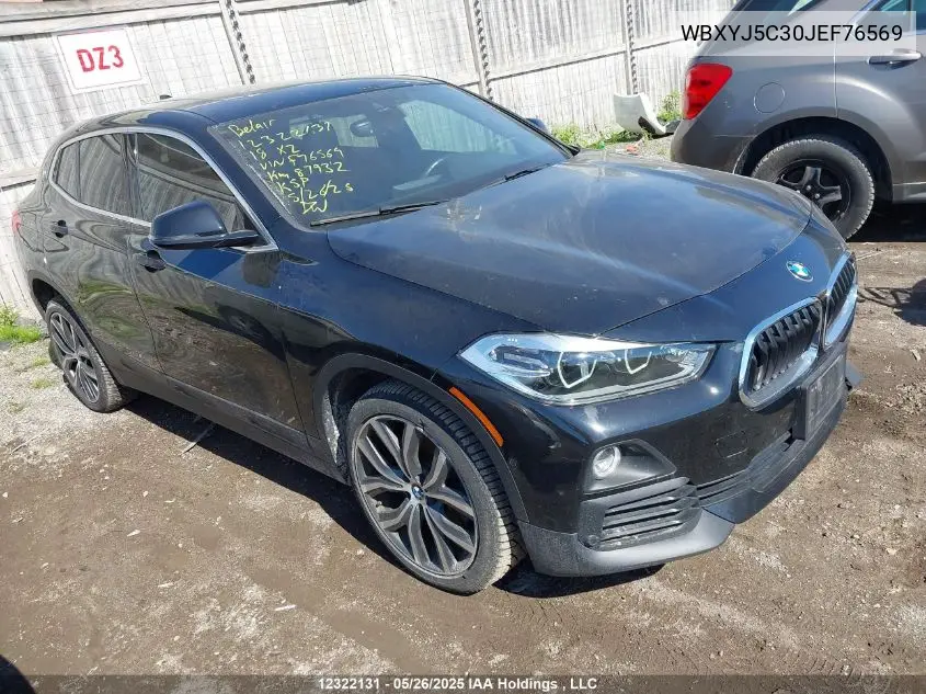 2018 BMW X2 X2 VIN: WBXYJ5C30JEF76569 Lot: 12322131