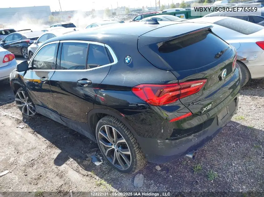 2018 BMW X2 X2 VIN: WBXYJ5C30JEF76569 Lot: 12322131