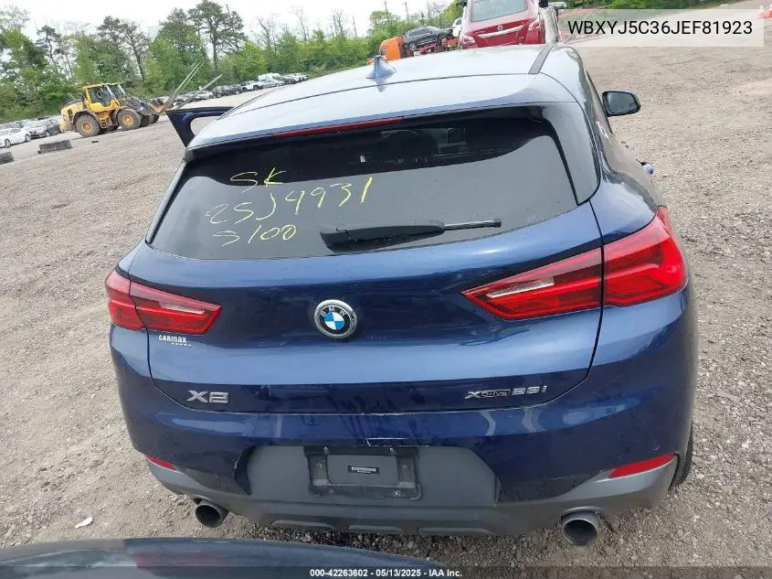 2018 BMW X2 xDrive28I VIN: WBXYJ5C36JEF81923 Lot: 42263602