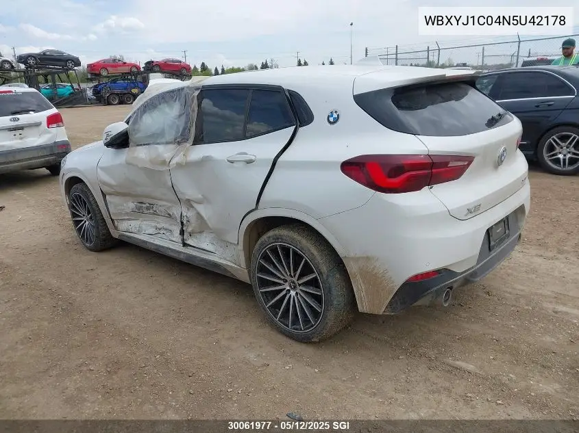 2022 BMW X2 xDrive28I VIN: WBXYJ1C04N5U42178 Lot: 30061977