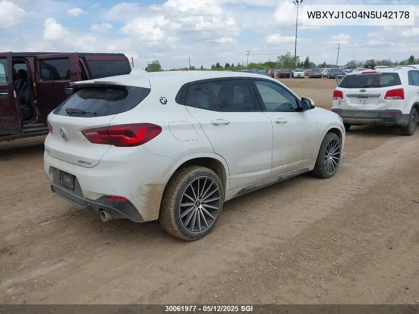 2022 BMW X2 xDrive28I VIN: WBXYJ1C04N5U42178 Lot: 30061977