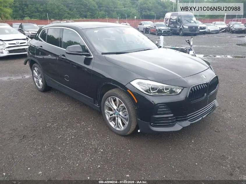 2022 BMW X2 xDrive28I VIN: WBXYJ1C06N5U20988 Lot: 42594234