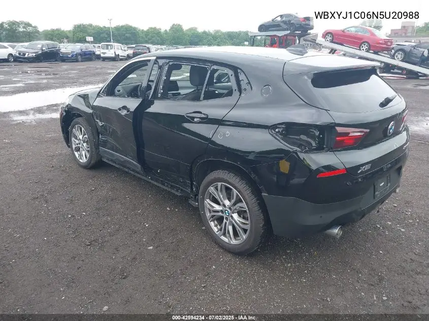 2022 BMW X2 xDrive28I VIN: WBXYJ1C06N5U20988 Lot: 42594234