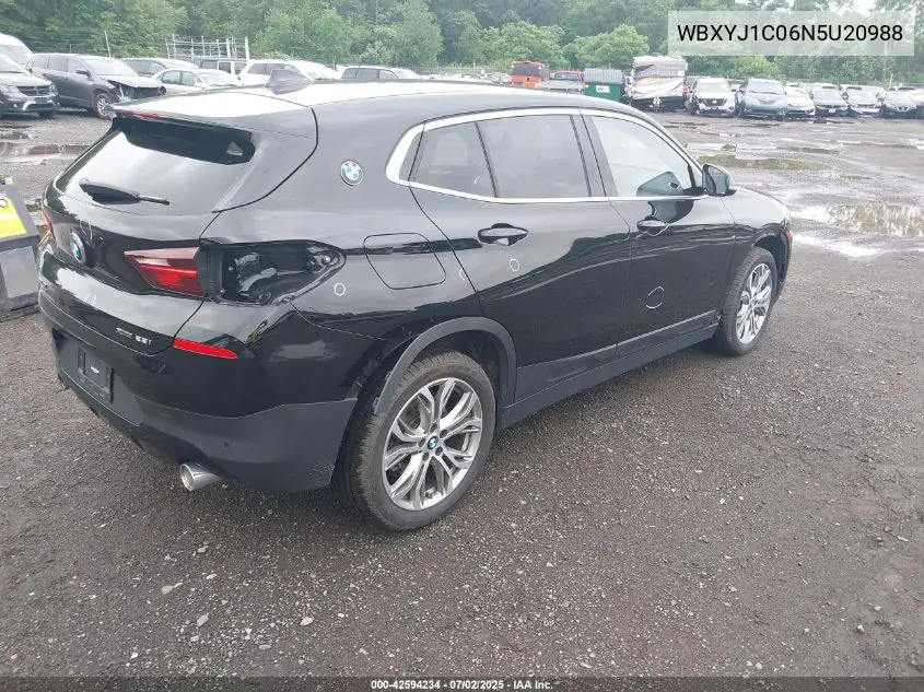 2022 BMW X2 xDrive28I VIN: WBXYJ1C06N5U20988 Lot: 42594234