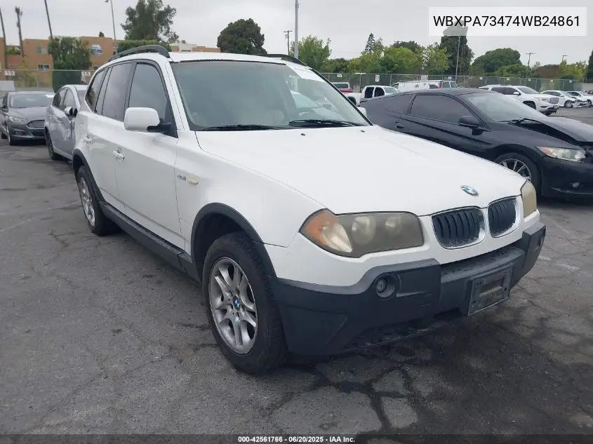 2004 BMW X3 2.5I VIN: WBXPA73474WB24861 Lot: 42561766