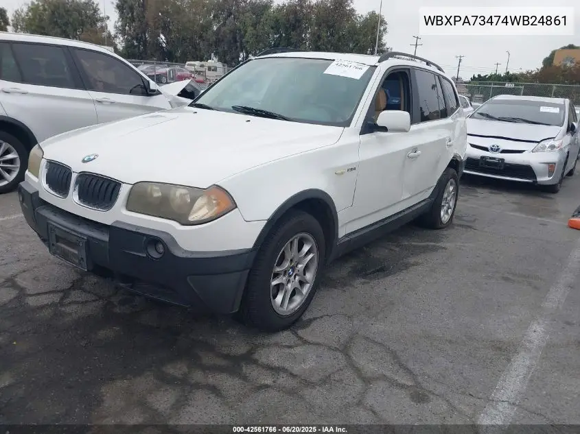 2004 BMW X3 2.5I VIN: WBXPA73474WB24861 Lot: 42561766