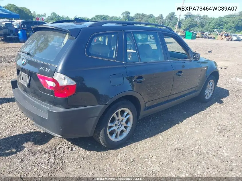2004 BMW X3 2.5I VIN: WBXPA73464WC39A07 Lot: 42569196