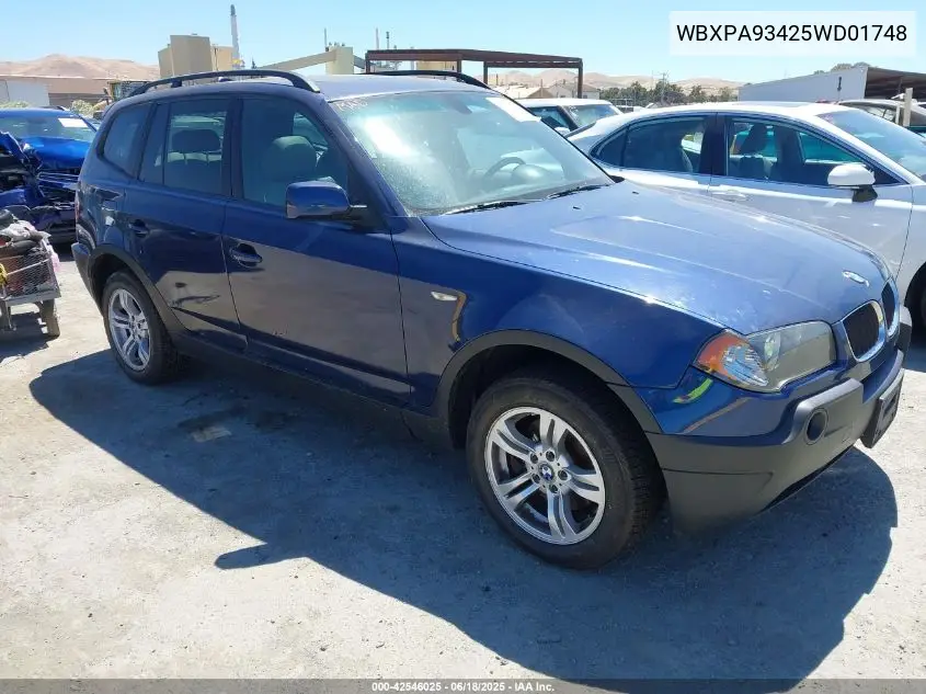2005 BMW X3 3.0I VIN: WBXPA93425WD01748 Lot: 42546025