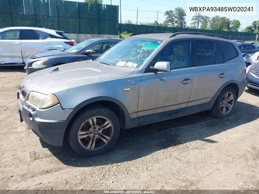2005 BMW X3 3.0I VIN: WBXPA93485WD20241 Lot: 42554745