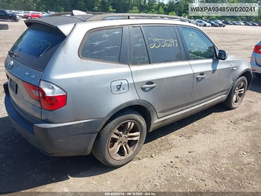 2005 BMW X3 3.0I VIN: WBXPA93485WD20241 Lot: 42554745
