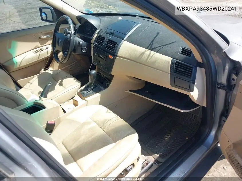 2005 BMW X3 3.0I VIN: WBXPA93485WD20241 Lot: 42554745