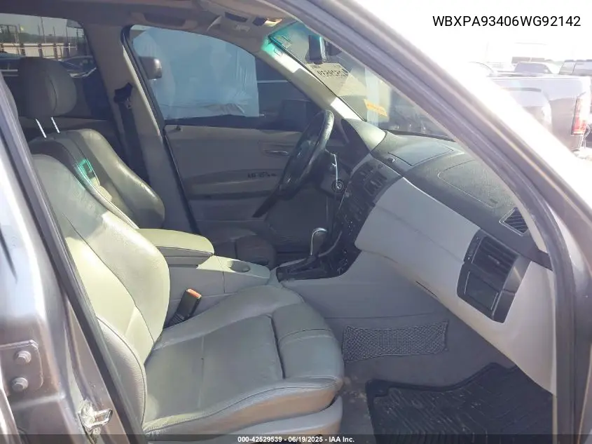 2006 BMW X3 3.0I VIN: WBXPA93406WG92142 Lot: 42529539