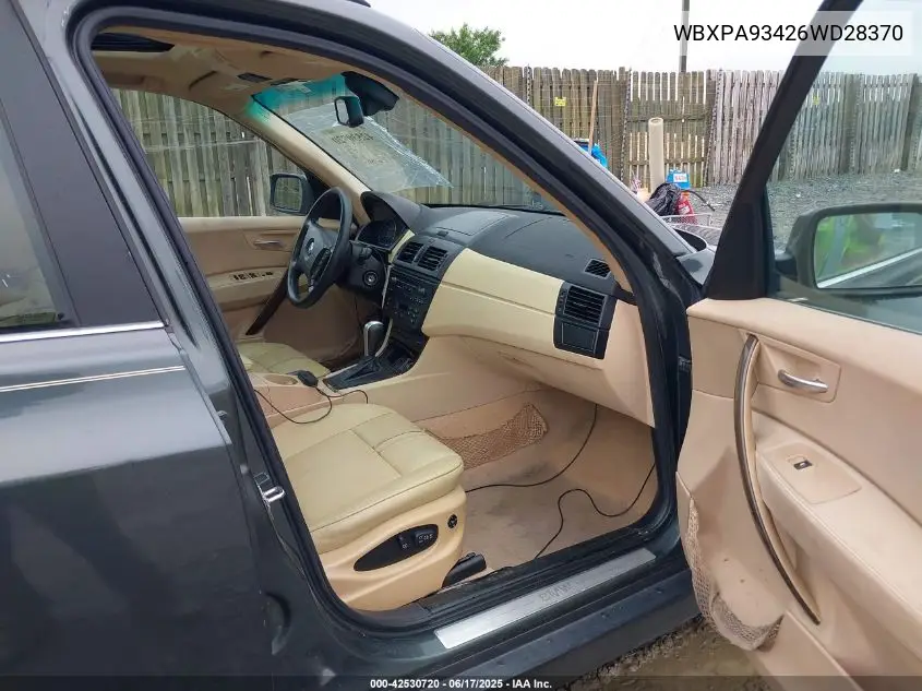 2006 BMW X3 3.0I VIN: WBXPA93426WD28370 Lot: 42530720